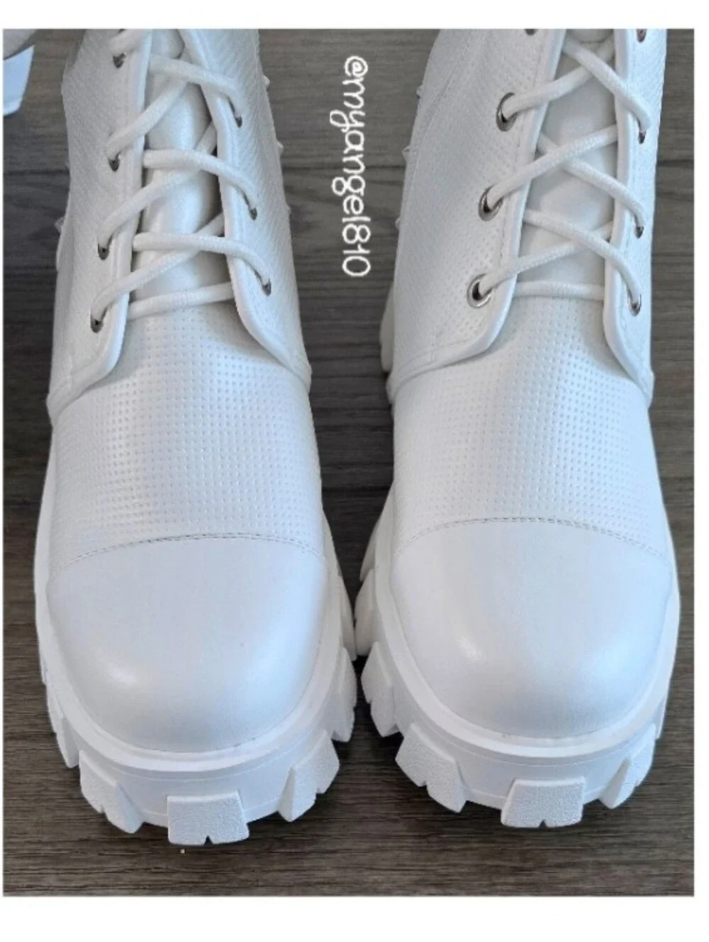 Azalea Wang White Lace-Up Over-the-Knee Combat Boots, Size 11